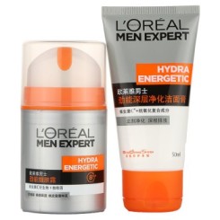 LOREAL欧莱雅 男士劲能品牌套装(醒肤露50ml+深层净化洁面膏50ml)