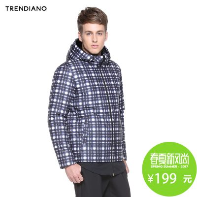 Trendiano 连帽格子短款风衣外套3151041830