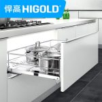 HIGOLD悍高 双层时尚拉篮实心厚线条304不锈钢厨房橱柜阻尼拉篮